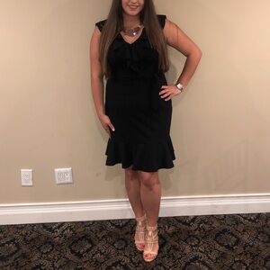 DKNY Ruffle Shifon Midi Dress